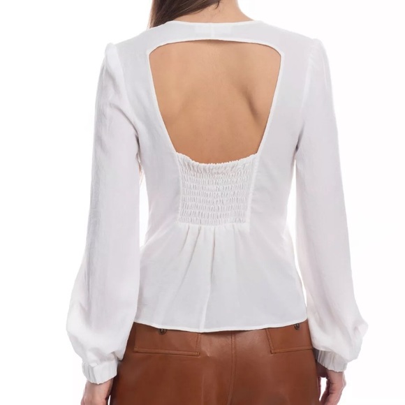 BA&SH Crepe Blouse Size Cut-Out Back Balloon Sleeve - Picture 6 of 7